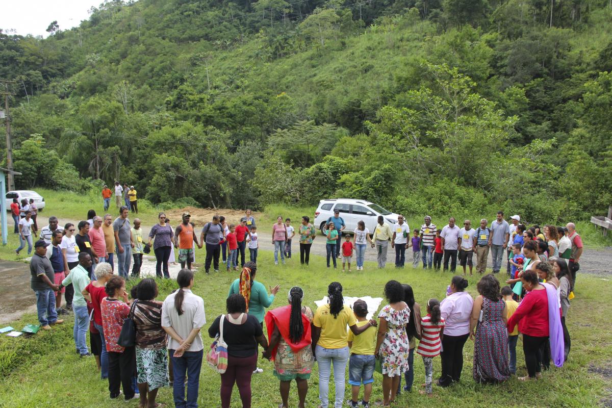 Lideranças quilombolas durante oficina de Gestão Territorial e Ambiental Quilombola (GTAQ), ocorrida no Quilombo Ribeirão Grande - Terra Seca, em Barra do Turvo/SP